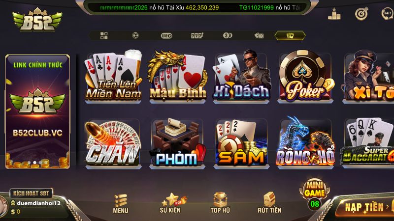 Các tính năng ưu việt và hệ thống trả thưởng tự động của game bài B52