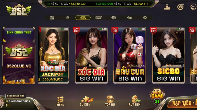 Các tựa game bài live casino hấp dẫn không thể bỏ qua tại B52 Club