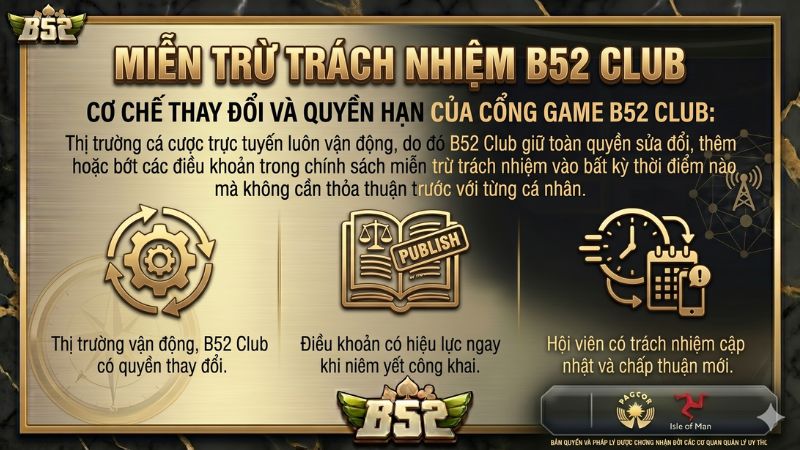 Thông báo cập nhật chính sách bảo mật và miễn trách nhiệm tại B52 Club